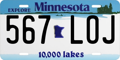 MN license plate 567LOJ