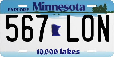 MN license plate 567LON