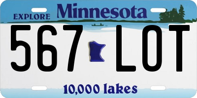 MN license plate 567LOT