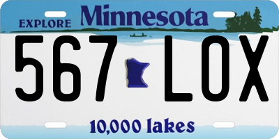 MN license plate 567LOX
