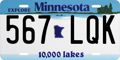 MN license plate 567LQK