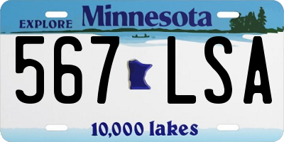 MN license plate 567LSA