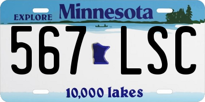 MN license plate 567LSC