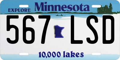 MN license plate 567LSD