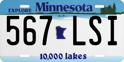 MN license plate 567LSI