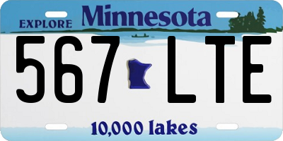 MN license plate 567LTE