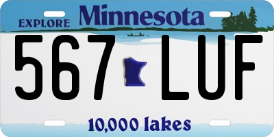 MN license plate 567LUF