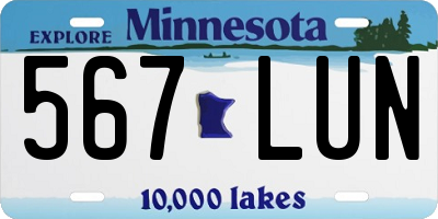 MN license plate 567LUN