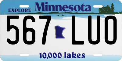MN license plate 567LUO