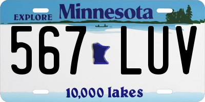 MN license plate 567LUV