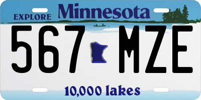 MN license plate 567MZE