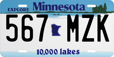 MN license plate 567MZK