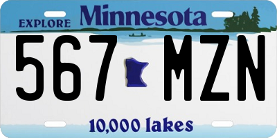 MN license plate 567MZN