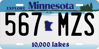 MN license plate 567MZS