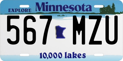 MN license plate 567MZU