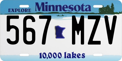 MN license plate 567MZV