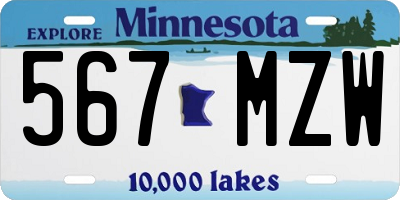 MN license plate 567MZW