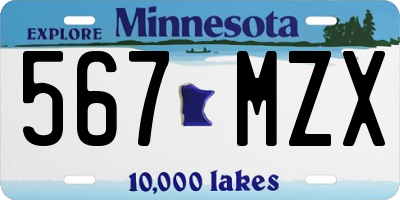 MN license plate 567MZX
