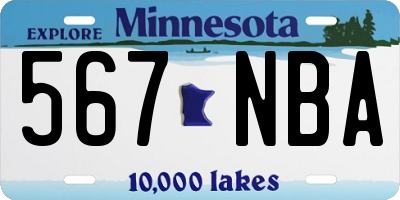 MN license plate 567NBA