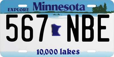 MN license plate 567NBE