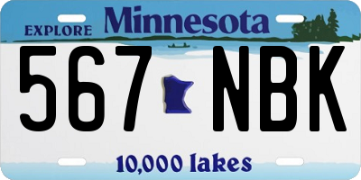 MN license plate 567NBK