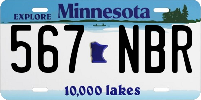 MN license plate 567NBR