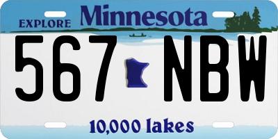 MN license plate 567NBW