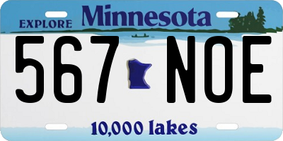 MN license plate 567NOE