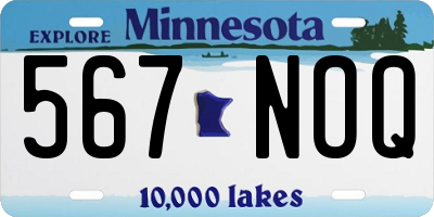 MN license plate 567NOQ