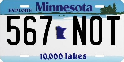 MN license plate 567NOT
