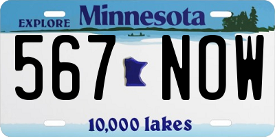 MN license plate 567NOW