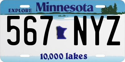 MN license plate 567NYZ