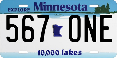 MN license plate 567ONE