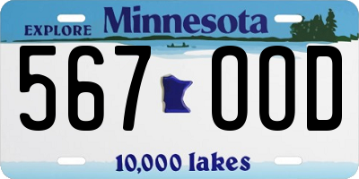 MN license plate 567OOD