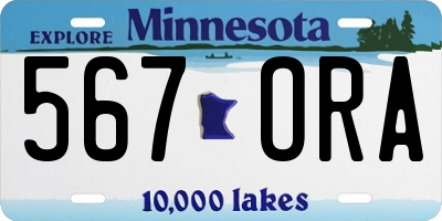 MN license plate 567ORA