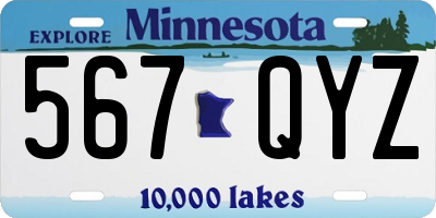 MN license plate 567QYZ