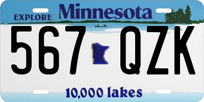 MN license plate 567QZK