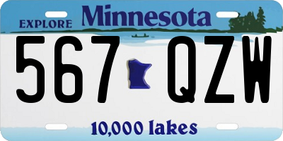 MN license plate 567QZW