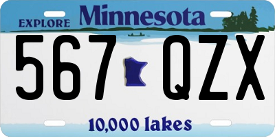 MN license plate 567QZX