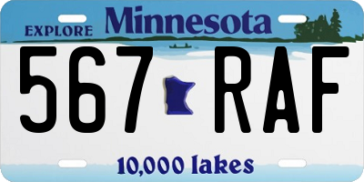 MN license plate 567RAF