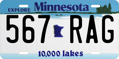 MN license plate 567RAG
