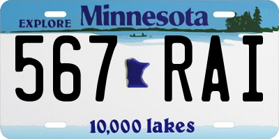 MN license plate 567RAI