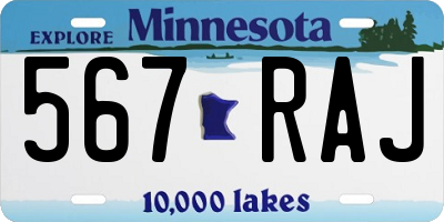 MN license plate 567RAJ