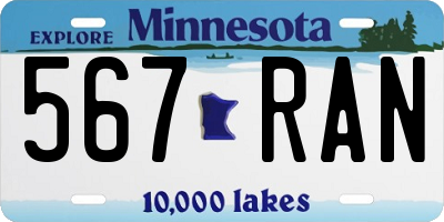 MN license plate 567RAN