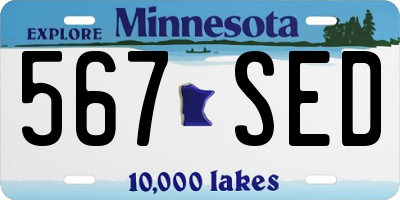 MN license plate 567SED
