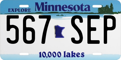 MN license plate 567SEP