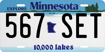 MN license plate 567SET