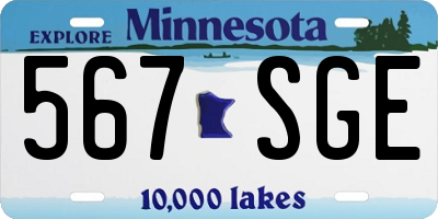 MN license plate 567SGE
