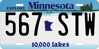 MN license plate 567STW