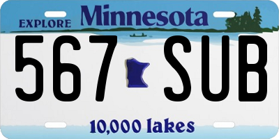 MN license plate 567SUB
